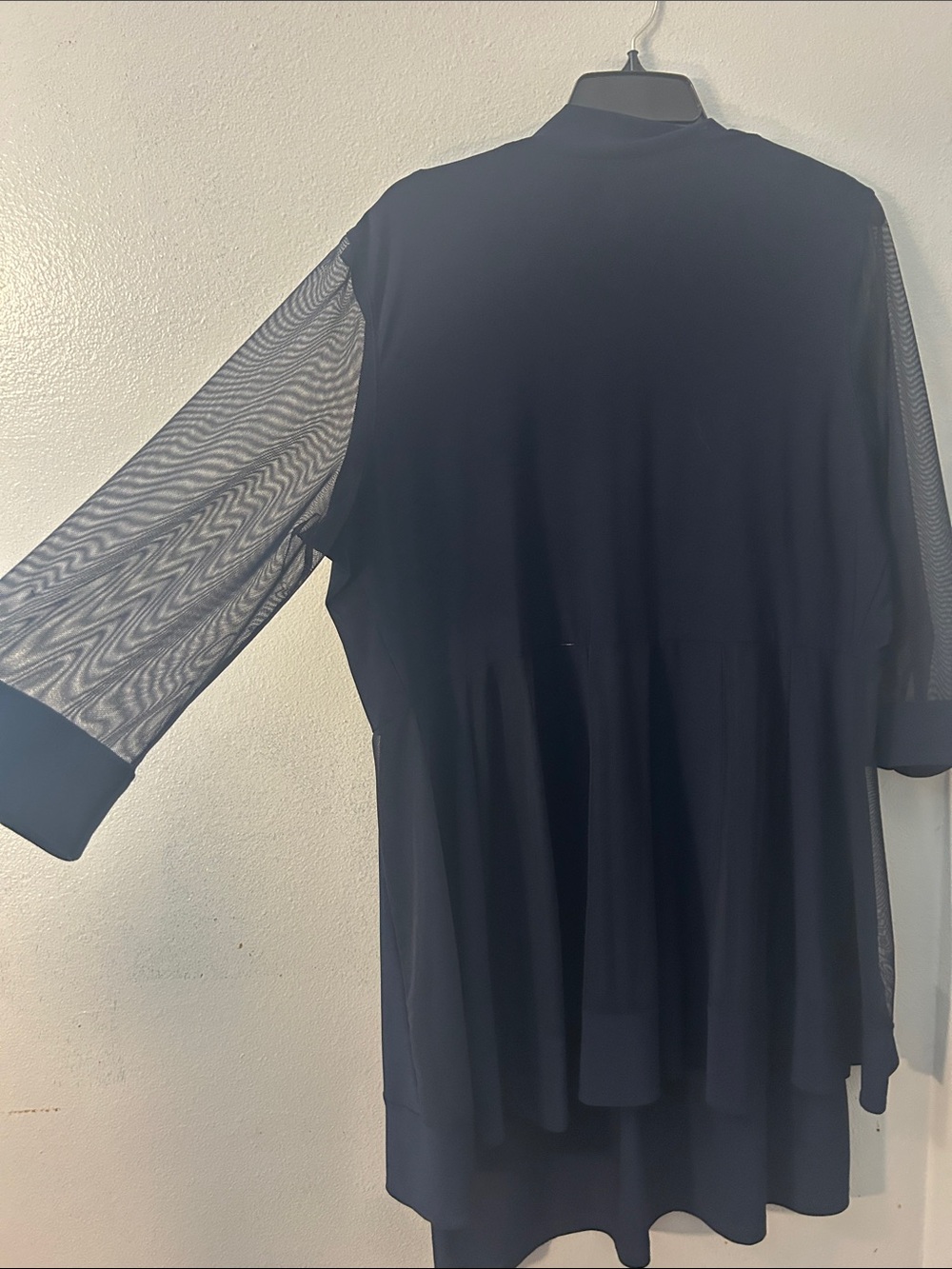 Dress Barn Navy Blue Beaded Neck Overlay Dress - Picture 3 of 4